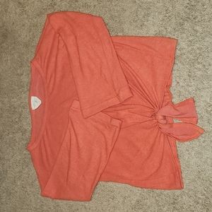 Vici Fantastic Fawn Red Soft Bell Sleeve Top with Tie at bottom.